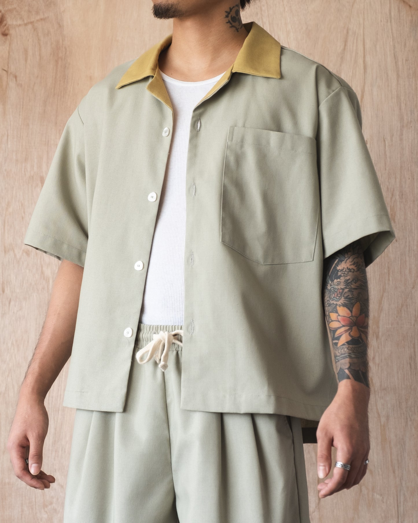 Linen Shirt Gray/Green