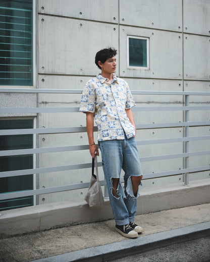 Blue Patchwork Shirt