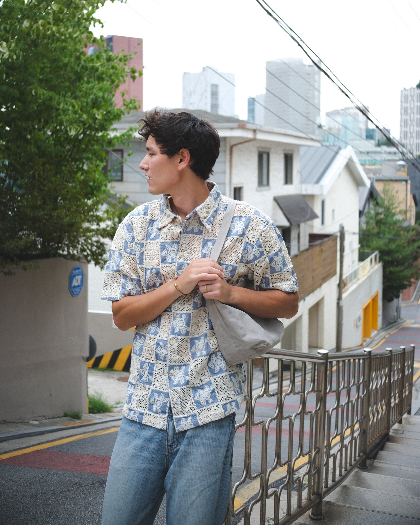 Blue Patchwork Shirt