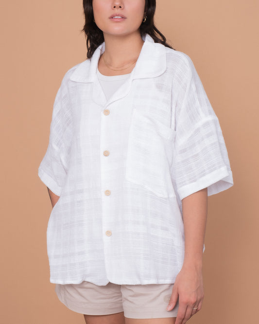 Oversized Crop Woven White